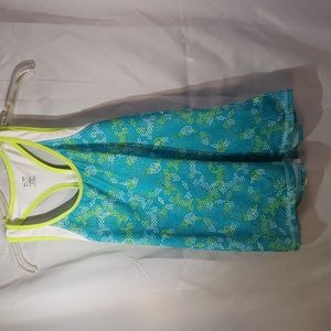 Champion women's razorback tank top blue bright yellow and white size m